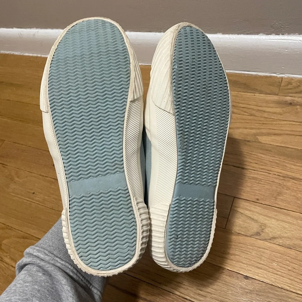 Zara‎ SRPLS Light Blue Canvas Slip On Sneakers Textured Cap Toe Shoes 39